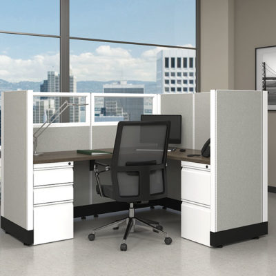 5x6 L-Shape Workstation with Glass