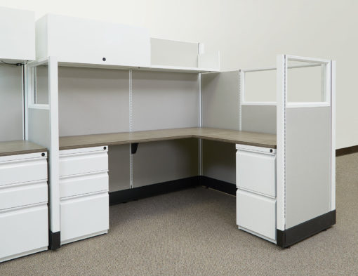 Cropped 12x6 Double L-Shape Workstation 67H-53H-53H with Glass