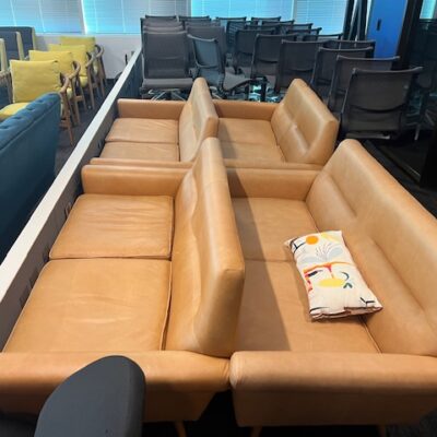 West Elm Tan Leather Sofas