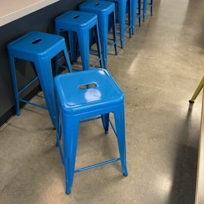 Blue Metal backless stool, counter height