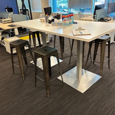 white laminate bar height meeting table