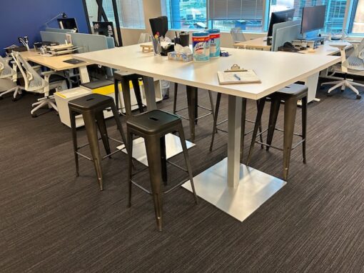 white laminate bar height meeting table