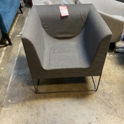 grey side chair with steel base