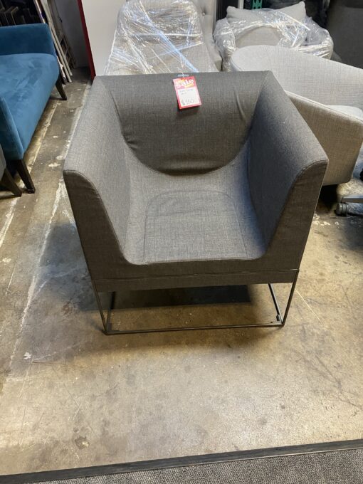 grey side chair with steel base
