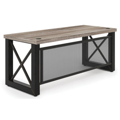 OS Riveted 71-in Industrial Desk with Metal X Base