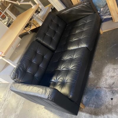 5 foot black leather loveseat