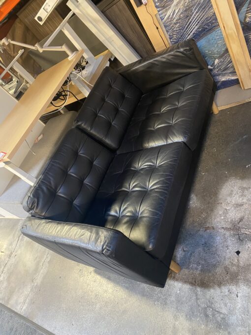 5 foot black leather loveseat
