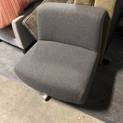 grey swivel base club chair
