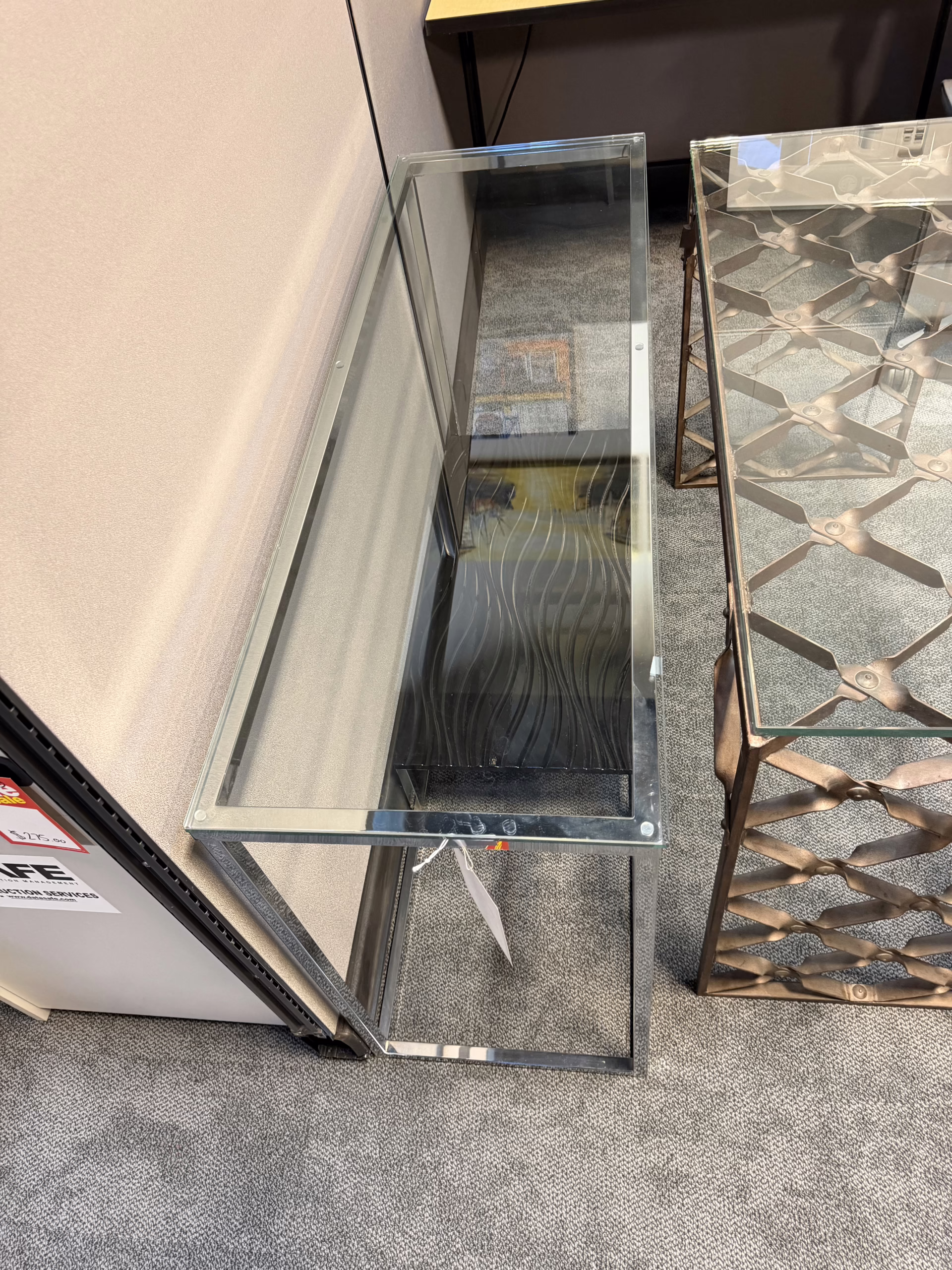 rectangular glass top side table