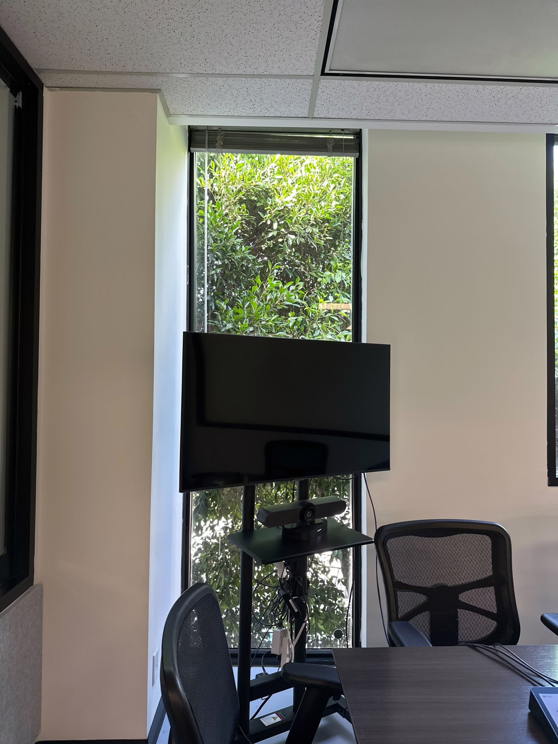 mobile tv and stand on casters