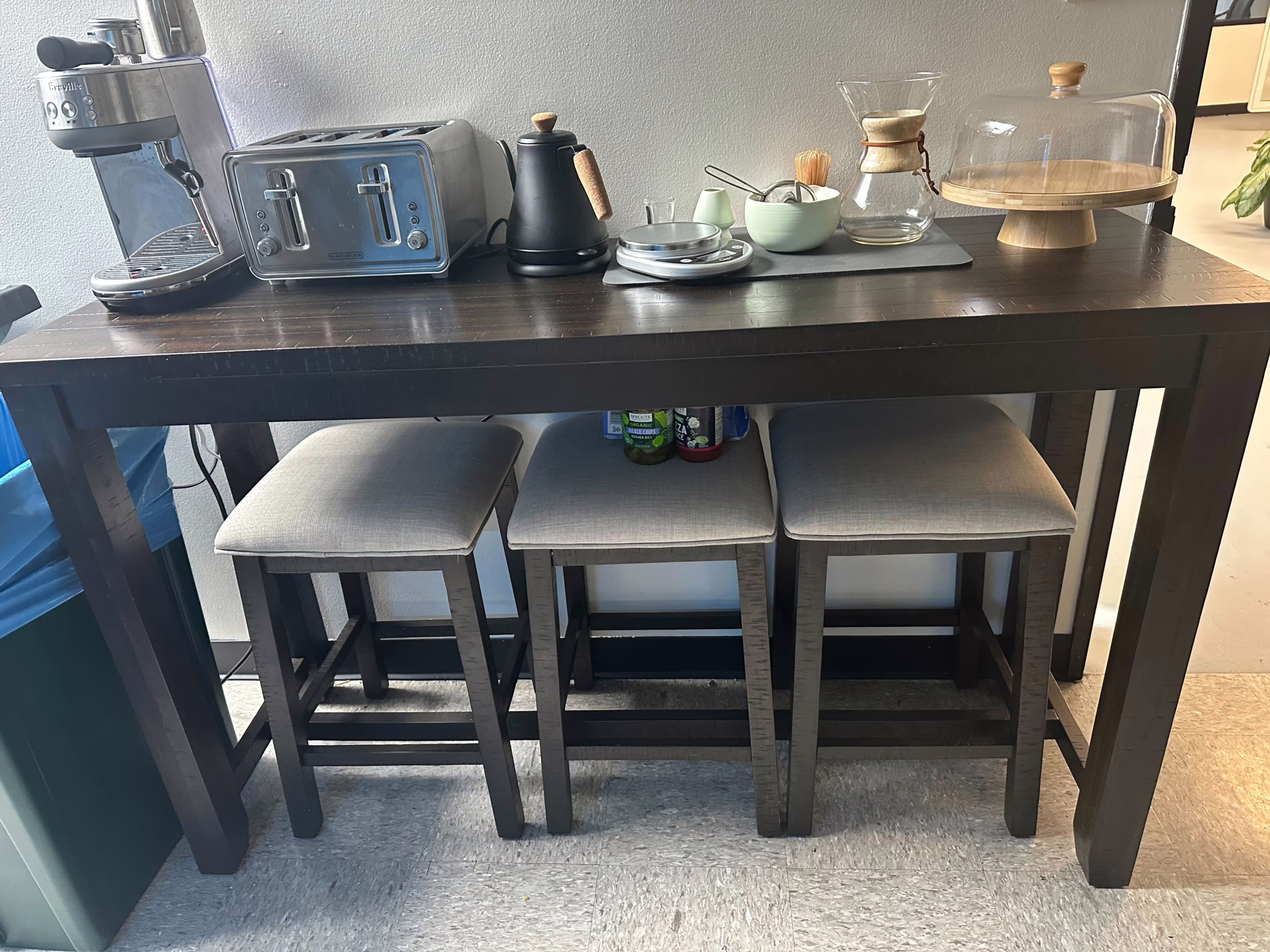 Bar height table for office kitchen