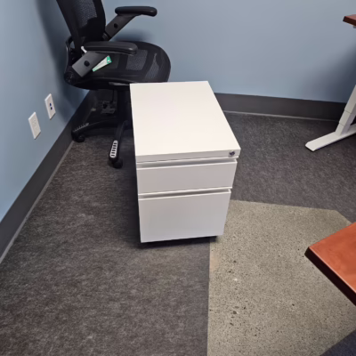 white metal mobile pedestal