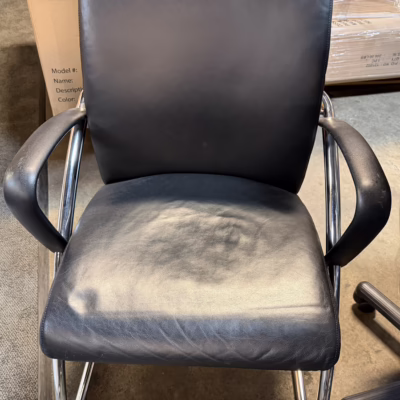 Leather Conference/Lobby Chairs - Sled base
