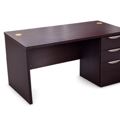 OfficeSource Espresso Laminate Desk Shell with Hanging Box/Box/File Pedestal