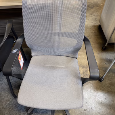 Fixed arm light grey conference chair